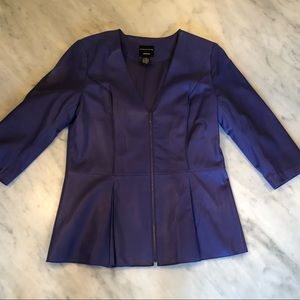 Designer Periwinkle Blue Leather Jacket
